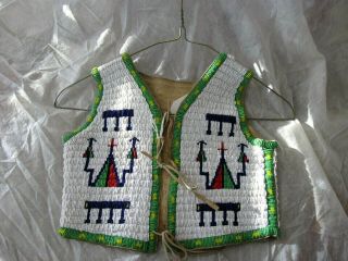 Sioux Indian Native American Beaded Vest Beads Leather Antique 1890 
