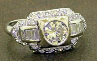Antique Platinum 1.  24ctw Vs Diamond Wedding/engagement Ring W/.  70ct Ctr.  Size 6