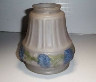 Vintage Reverse Painted Floral Ornate Frosted Glass Lamp Sconce Shade
