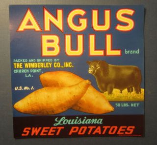Of 25 Old Vintage Angus Bull Sweet Potatoes Labels - Church Point