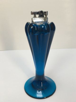 Vintage Rare Blue Viking Glass Cigarette Cigar Lighter