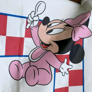 Disney Table Cloth Kids Picnic Vinyl White Red Checker Mickey Minnie Mouse VTG 3
