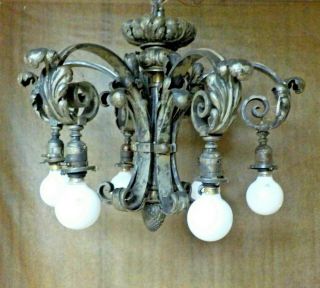 Rare 1903 E.  F.  Caldwell Bronze 6 Arm Chandelier/first Church Of Christ,  Ny
