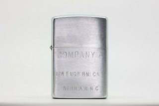 Vietnam War Era Zippo Lighter Of Company A 128th Engineer Battalion 1962