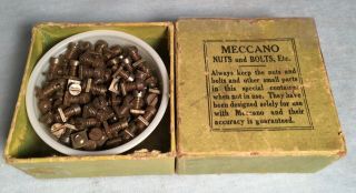 Vintage Hornby Meccano Box Containing One Gross (144) Nuts & Bolts