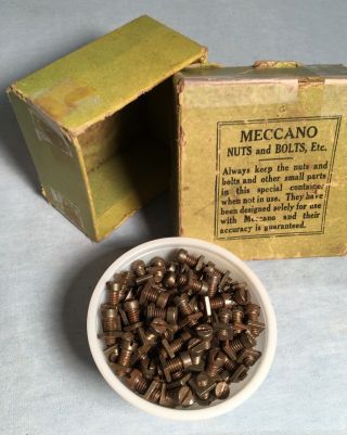 Vintage Hornby Meccano Box Containing One Gross (144) Nuts & Bolts 2
