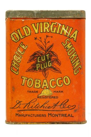 This Rare Canadian1915 " Old Virginia " Litho Tobacco Tin In