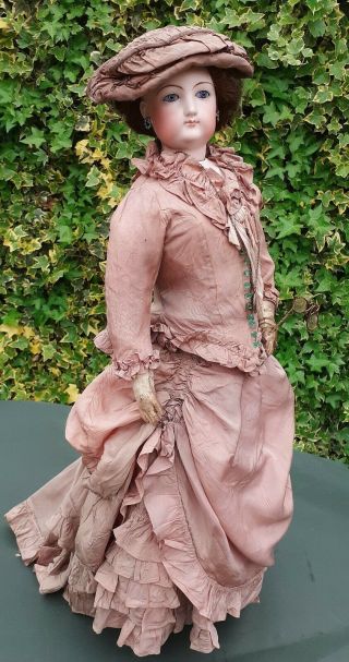 Large Antique French Ferdinand Gaultier Fashion Bisque Head Doll 25 " C1860 - 70