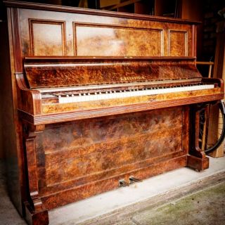 C.  Bechstein Burr Walnut Antique German Upright Piano
