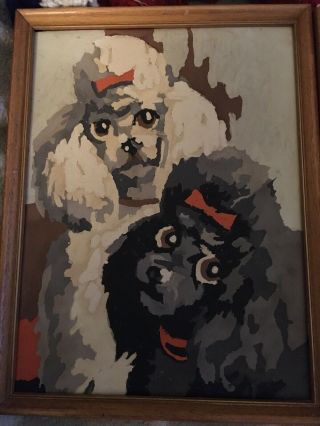 Set Of 2 Vintage Poodle Paint By Number Pictures