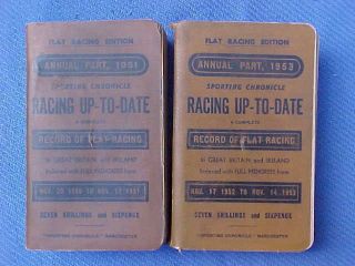 2 X Vintage 1951 & 1953 Horse Flat Racing Sporting Chronicle Guide Form Books