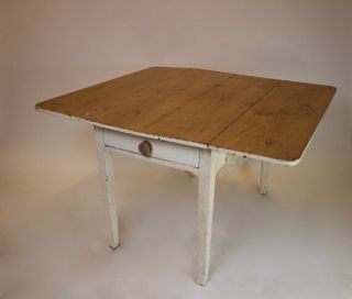 Antique Georgian English Scrubbed Pine Painted Drop Leaf Table c1820 2