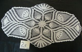 Vtg 35 " X 20 " Handmade White Crocheted Table Runner Doily Dresser Scarf 2e