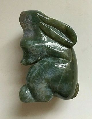 Vintage Hand Carved Jade Rabbit Figurine 2 1/2 " Tall