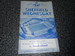 Sheffield Wednesday V Sunderland 1954/5 January 15th Vintage Post