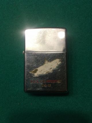 Vintage Zippo Iiii Lighter Engraved From Captain Gs Hodgson Uss F.  D.  Roosevelt