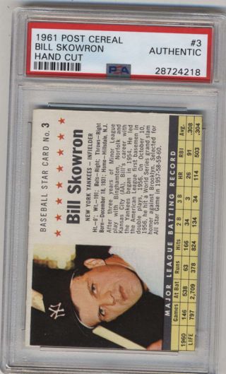 1961 Post Cereal Baseball PSA Graded - Complete your set.  Pick your card. 3