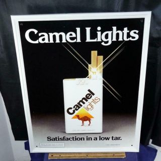 Vtg Metal Camel Lights Cigarette Sign 21 1/2 " By 17 1/2 " Wow Minty Rj Reynolds