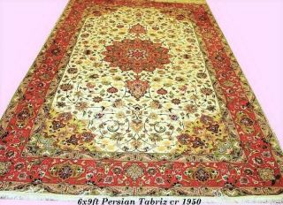 Rare Stunning Persian Fine Antique Silk Rug 6x9ft Circa 1950 Kpsi 500