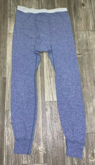 Vtg Duofold Mens Medium Tall Blue Underwear Wool Blend Long John Usa Made