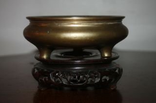 Chinese Bronze Tripod Censer With Four - Character Mark.
