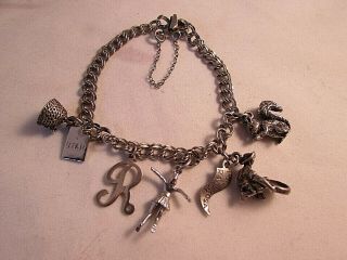 Vintage Elco 925 Sterling Silver Charm Bracelet With Six Charms Utah