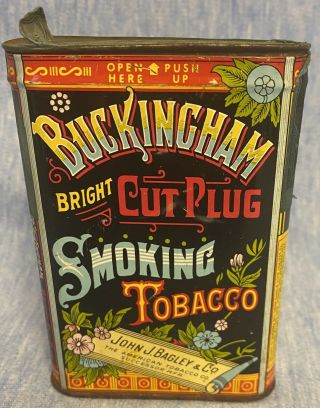 Vintage Buckingham Bright Cut Plug Smoking Tobacco Tin Can