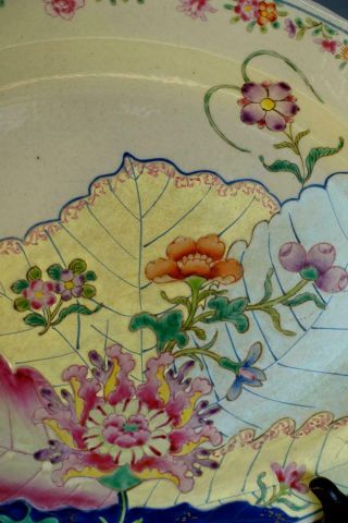 RARE FINE Chinese Antique Famille Rose Tobacco Leaf Porcelain Platter 3