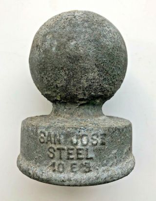 Vintage Large Ball Tip Cast Iron Fence Post Finial San Jose Steel