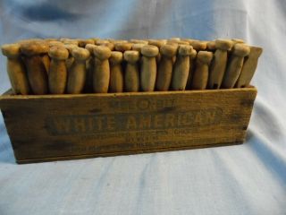 Vintage 72,  Antique Clothes Pins Wood Cheese Box Country Decor 4 Laundry Room