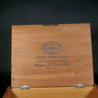 Romeo Y Julieta Habana 1957 Wood Cigar Box For The Racquet & Tennis Club Nyc