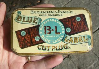 Vintage Blue Label Tobacco Tin - Buchanan & Lyalls ' s Tobacco Co - York,  NY 2