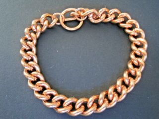 Vintage Chunky Unisex 70s 80s Jewellery Coper Plate Chain Link Bracelet Size L
