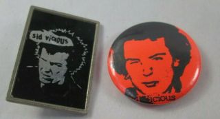 Sex Pistols Sid Vicious2 X Vintage Early 1980s Badges Pins Buttons Punk Wave