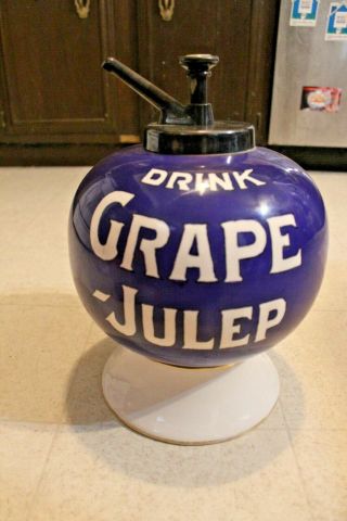 Antique Ceramic Rare Grape Julep Soda Fountain Syrup Dispenser