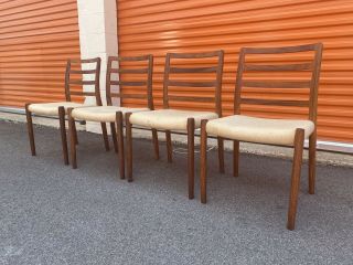 Vtg Mid Century Danish Modern Rosewood J.  L.  Moller Dining Side Chairs Set Of 4