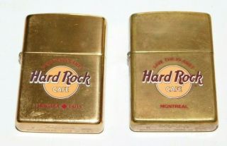 1997 & 1998 Hard Rock Cafe Montreal & Niagara Falls Zippo Advertisement Lighters