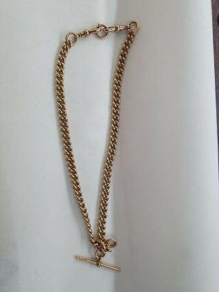 9k Rose Gold Antique Vintage Albert Chain With T Bar Fob Watch Chain 44 Cm
