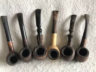 Six Vintage Tobacco Pipes With Wooden Stand 3