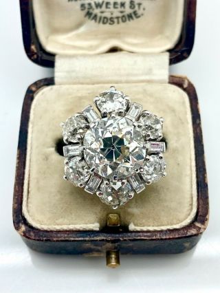 Estate Antique Platinum Old European Cut Diamond 11.  53 Ctw Engagement Ring
