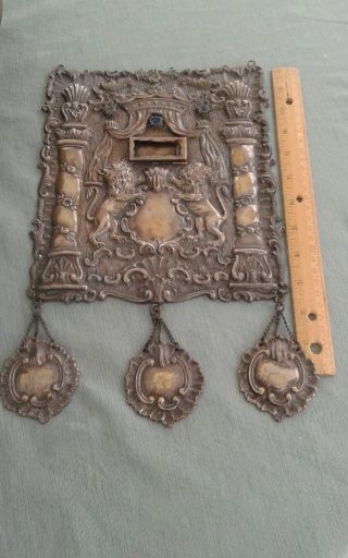Antique Sterling Silver Torah Shield Judaica Mid 19th Century
