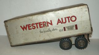 Vintage Advertising Western Auto Pressed Steel Semi Truck Trailer By Marx Usa