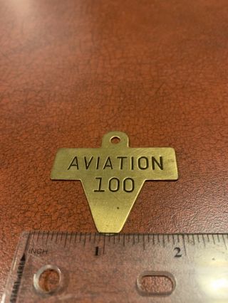 Aviation Brand Gasoline 100 Fuel Pump Vintage Brass Tag