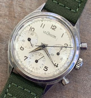 Vintage Lecoultre Chronograph 35mm Mens Wrist Watch - Hand Wind - Cal.  72