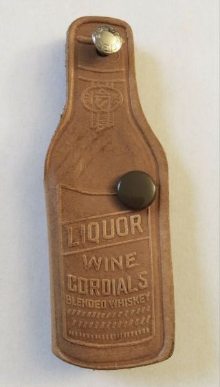 Vintage Advertising Leather Key Fob Holder Astor Liquor Store York City Wine