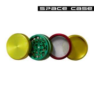 Spacecase Grinder - 4 Piece Metal Grinder - Rasta Color - 2 "