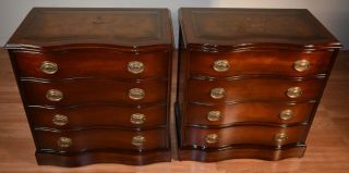 1940s Regency Style Mahogany Leather Top Chest Of Drawers