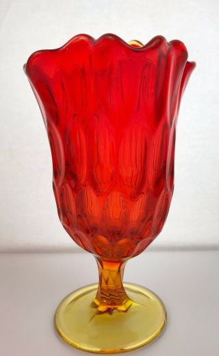 Vintage Fenton Amberina Swung Thumbprint Handkerchief Vase
