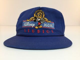 Vintage Disney Mgm Studios - Studio Tours Blue Snapback Hat Mickey Mouse 1987