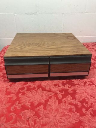 Vintage Vhs Cassette 2 Drawer Storage Cabinet Holds 24 Faux Wood